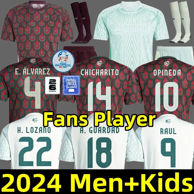 S-XXXXL 2024 2025 Maglie da calcio in Messico Chicharito 24/25 SCHIT FOCALE DI NAZIONALE SCHIT ALLA NAZIONALE UOMINO KID KIT KIT AW AWAY CAMISETAS COPA AMERICA MAILLOT MEXIQUE GIMENEZ Lozano