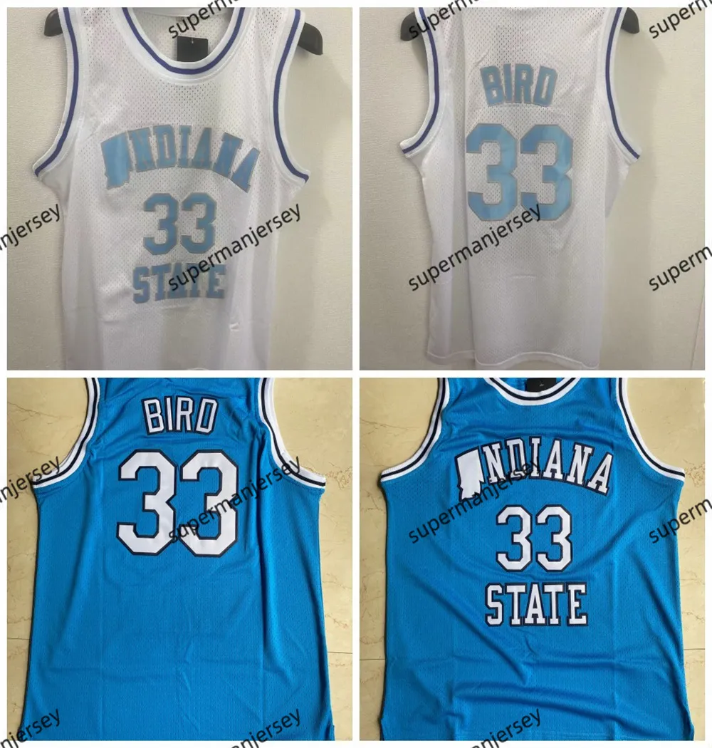 Larry Bird Indiana State Sycamores College Basketball Jersey Blue Size S-4XL