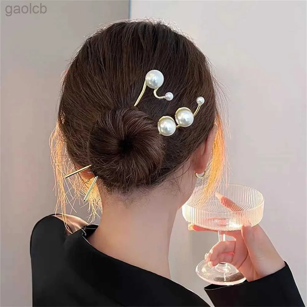 Haarklammern Barrettes Luxus Imitation Perlen Haarstangen Vintage -Stäbchen Haarnadeln Frauen Mädchen Haarclip Pin Kopfbedeckung Hochzeit Kopfschmuck Großhandel 240426