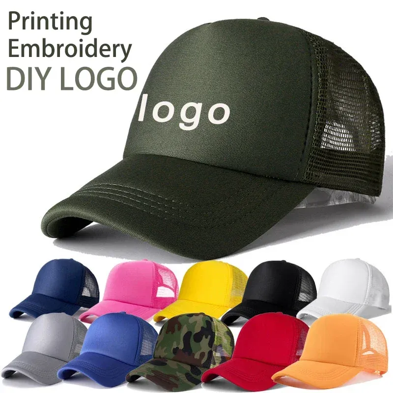 Софтбольный бренд логотип личность DIY печатная шляпа Trucker Hat для детей сетевая бейсболка мужчины женщины пустая сетка регулируемая солнцезащитная шляпа козырька