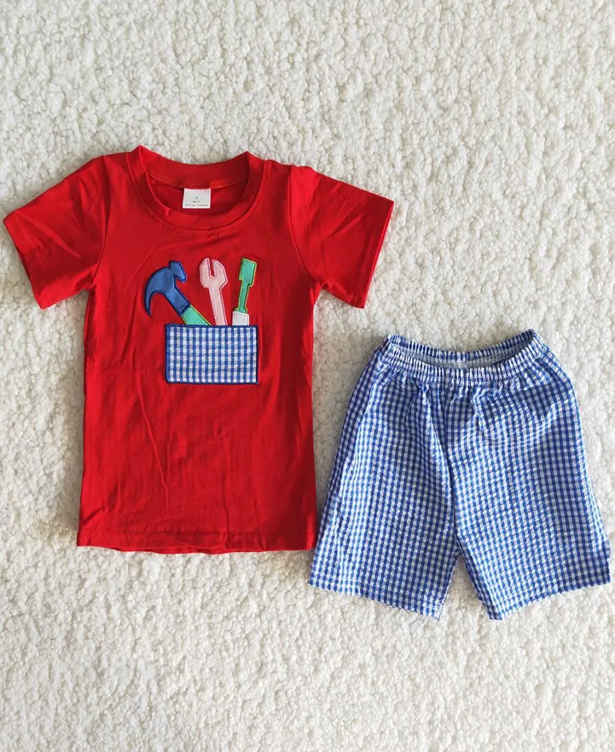Barn designer kläder pojkar sommardräkt broderi boutique flickor klädverktyg mode småbarn baby pojkar kläder set w4920566