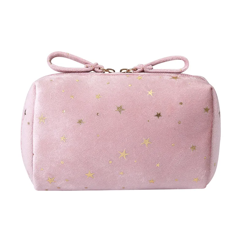 Counat d'embrayage Star Portable Velvet Cosmetic Sac Coin Lipstick Mobile Phone Rangement Sac Style de luxe léger à fermeture éclair bidirectionnel