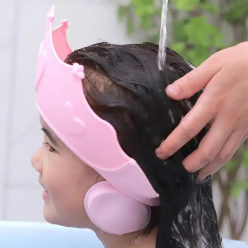 Produkt baby shower mjuk mössa justerbar hår tvätt hatt för barn öronskydd säkert barn schampo baddusch skydd huvudtäckning