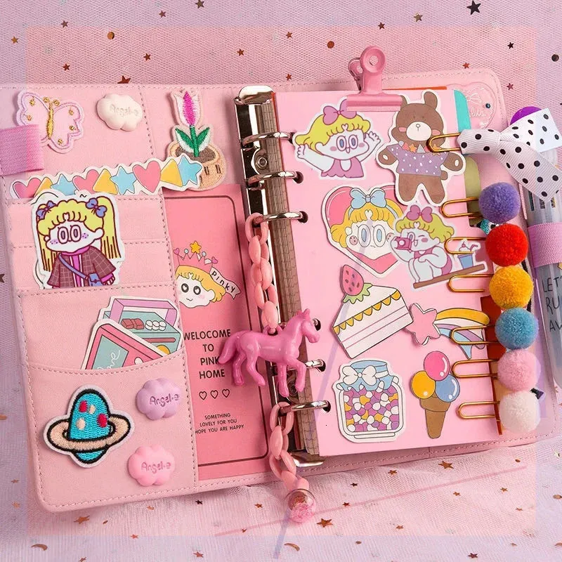 Bullet Digned Journal Sketchbook Pocket Planner Girls A6 Journal Botage-notes mignons Noteurs de papeterie Journaux de bureau scolaire Supplies 240409