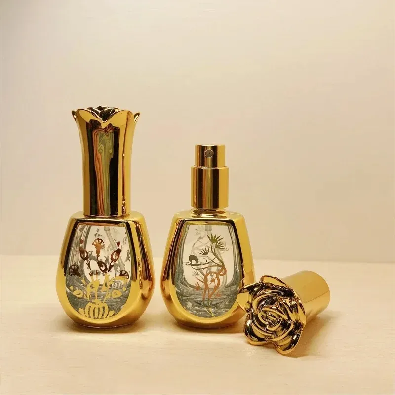 1 st 10 ml guldglas parfym flaskspray återfyllbar atomizer doft flaskor förpackning kosmetisk behållare