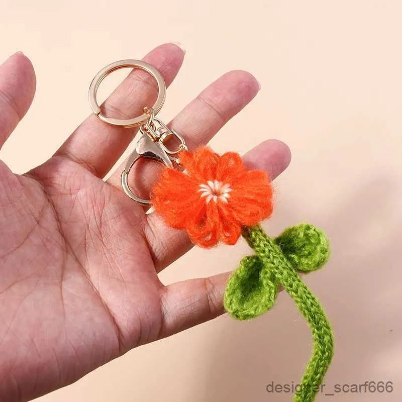 Schlüsselanhänger Lanyards Mode handgefertigte gestrickte Blütenschlüsselketten für Autoschlüssel -Souvenir Geschenke für Frauen Männer Handtasche Hängen von Schlüsselringen DIY Accessoires