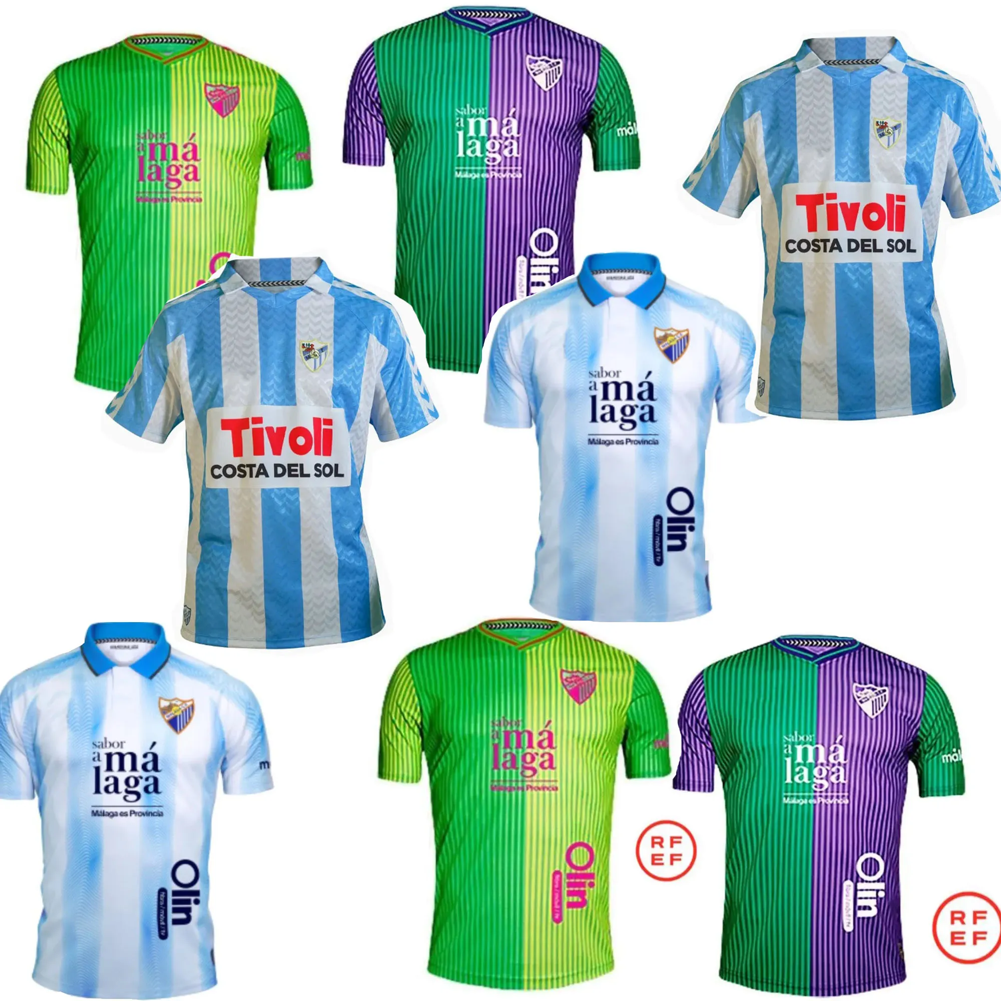 2024 2025 Camiseta Malaga CF Soccer Jersey 120 Aniversario Kids Kit Remake Retro 24/25 Home S-4xlfootball Shirts Men Bustinza M. Juande Ramon Feba Alex Gallar Sol Munoz1