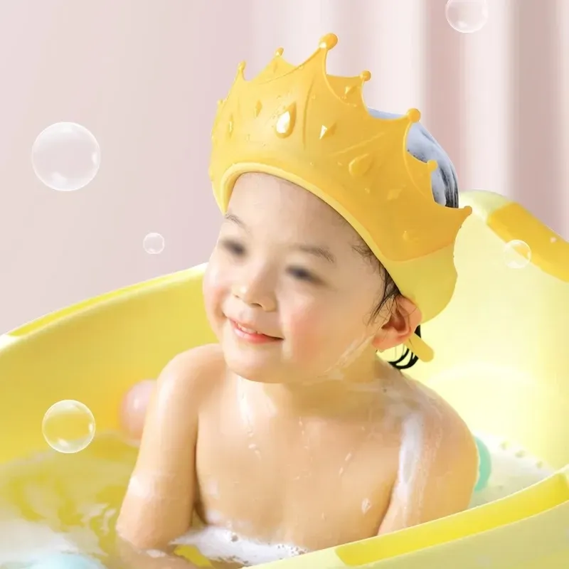 Produkt Baby Schwimmduschkappe Bad Shampoo Verstellbare Augenschutz Kopf Wasserabdeckung Babypflege Waschhaar Duschkappe für 06 Jahre Kinder