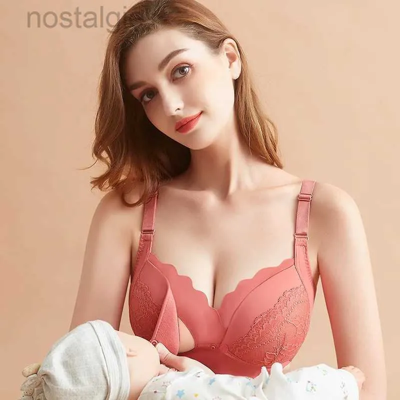 Mutterschaft intimiert neue Front Open Nursing BH Mutterschaft Baumwollstillung schwangere Frauen Bralette Draht freie Unterwäsche mütterliche Unterwäsche Laktation Kleidung D240426