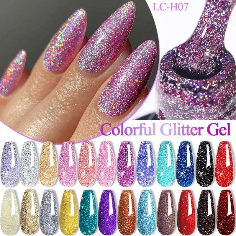 Nail Polish LILYCUTE 7ML Purple Colorful Glitter Gel Nail Polish Spring Sparkling Sequins Semi Permanent Base Top Coat Nail Art Gel Varnish Y240425