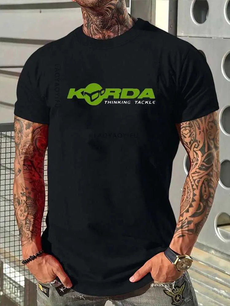 Herr t-shirts män avslappnad cool modal kort slve fiske fiske fisk karp fritid camping tshirt ts Korda inspirerade hyllning kvinnor toppar t240425