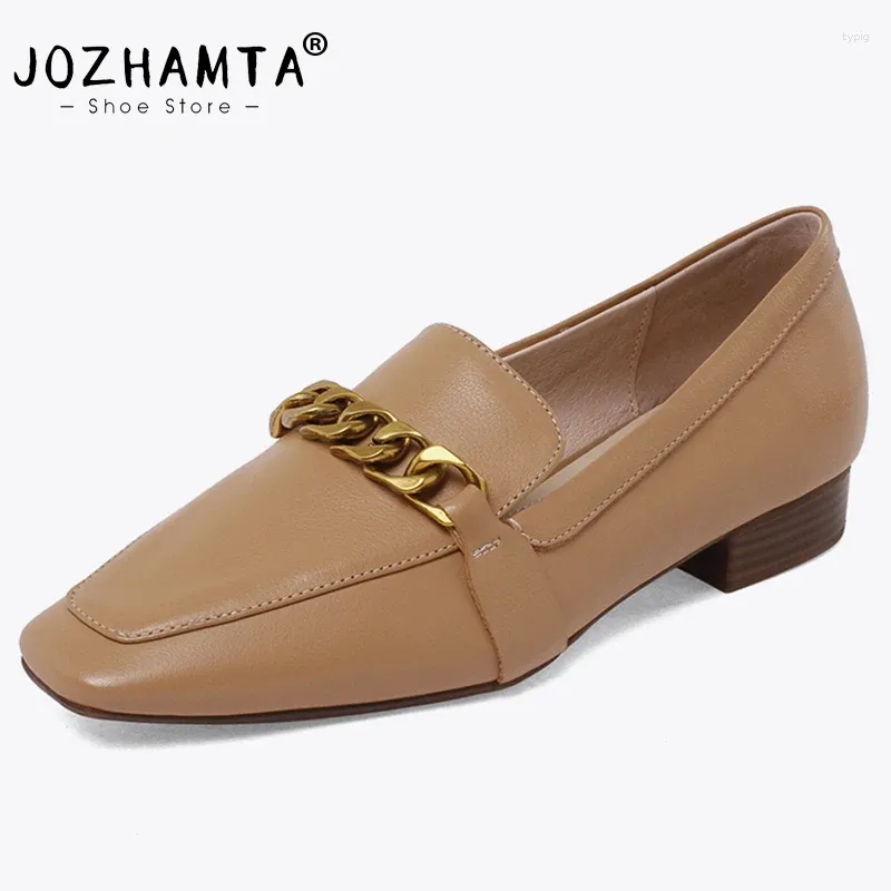 Scarpe casual Jozhamta taglia 34-40 Donne Flat vera pelle 2024 tacchi spessi moli da donna moca