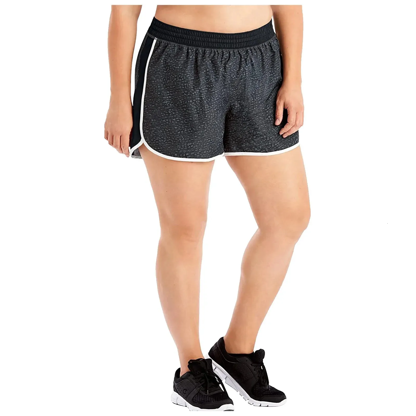 Plus size dames yoga -broek elastische shorts plus size sport lopen ademende 240422