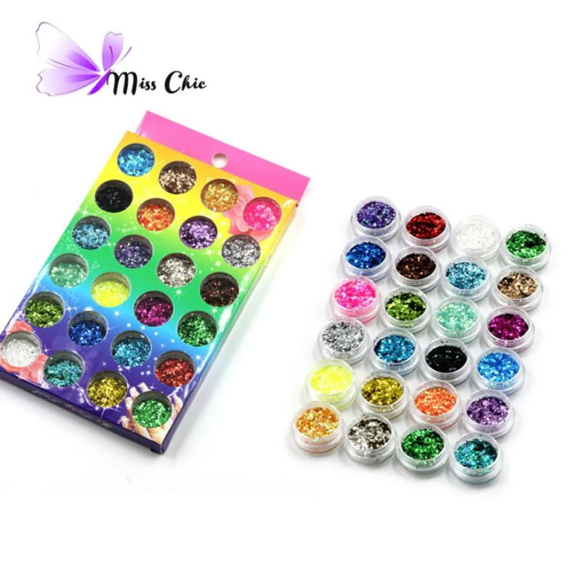 Entièrement 1pcs 24 couleurs Polvere Nail Art paillettes brillent les nagels de poudre de poussière Poudre Poude en acrylique pour GI2273950