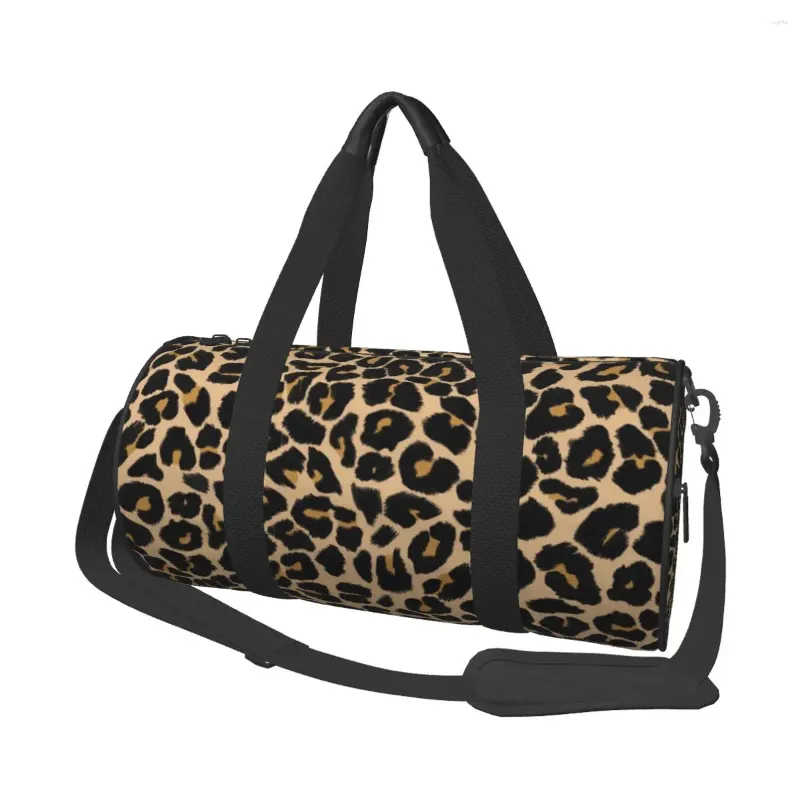 Outdoor Bags Leopard Print Gym Bag Traditional Colours Animal Portable Sports Large Luggage Custom Handbag Retro Fitness For Men