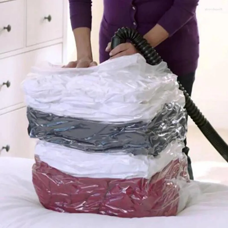 Opbergtassen vacuümzak voor kleding transparante rand opvouwbare gecomprimeerde organizer besparende afdichtingspakket Pouch Home quilt