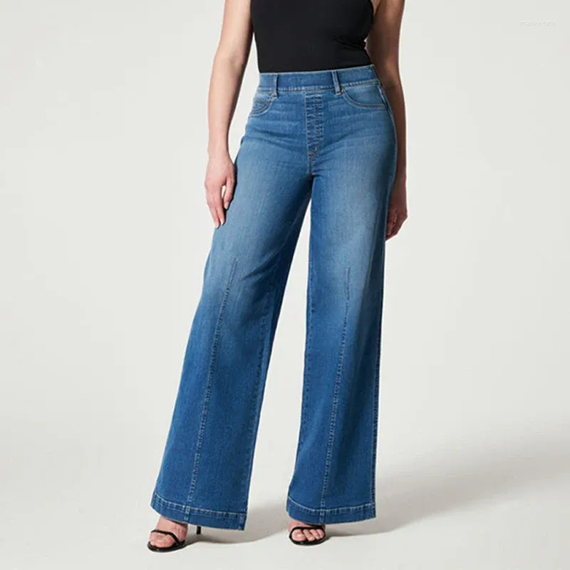 Damskie dżinsy eleganckie luźne spodni mama szerokie nogawki Casual Street High talia 90s 2024 damne spodnie dżinsowe