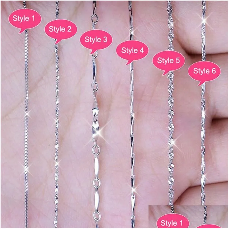 Chains Mtiple Classic Styles Real 925 Sterling Sier Necklaces Slim Thin Snake Necklace Women Body Box Chain For Drop Delivery Jewelry Dhb5A