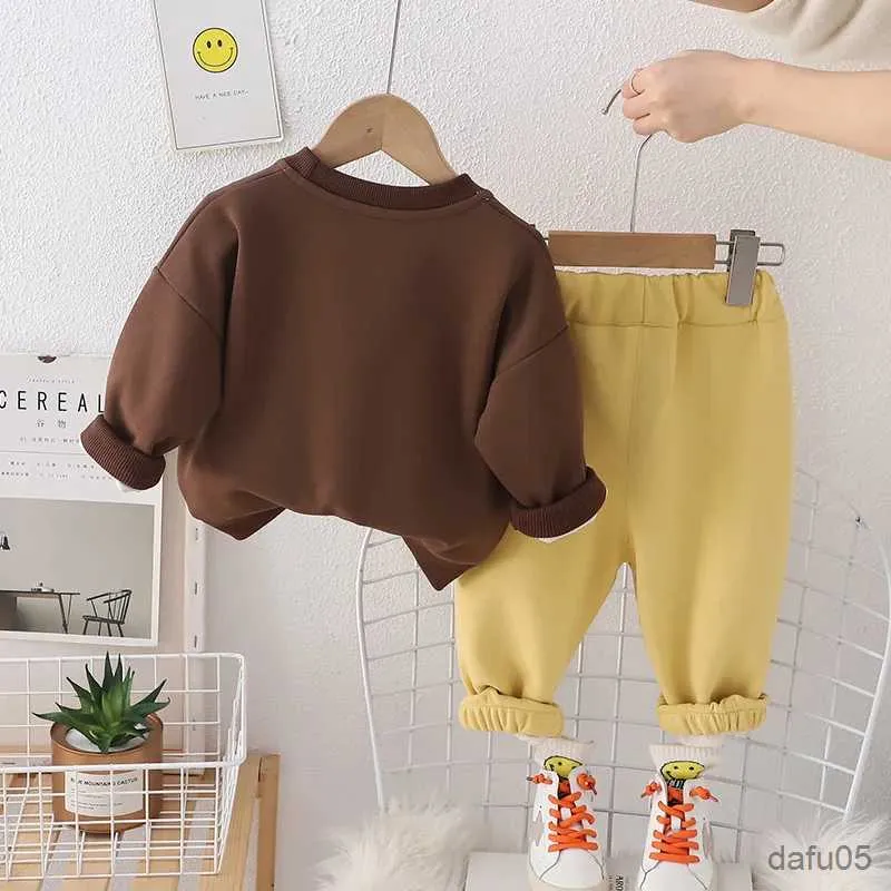 Kleidungssets Frühling Herbst Neue Jungen Kleidungsstücke Langarm runden Halsbrief Sweatshirt + Schweißhosen Kinder -Freizeitkleidung