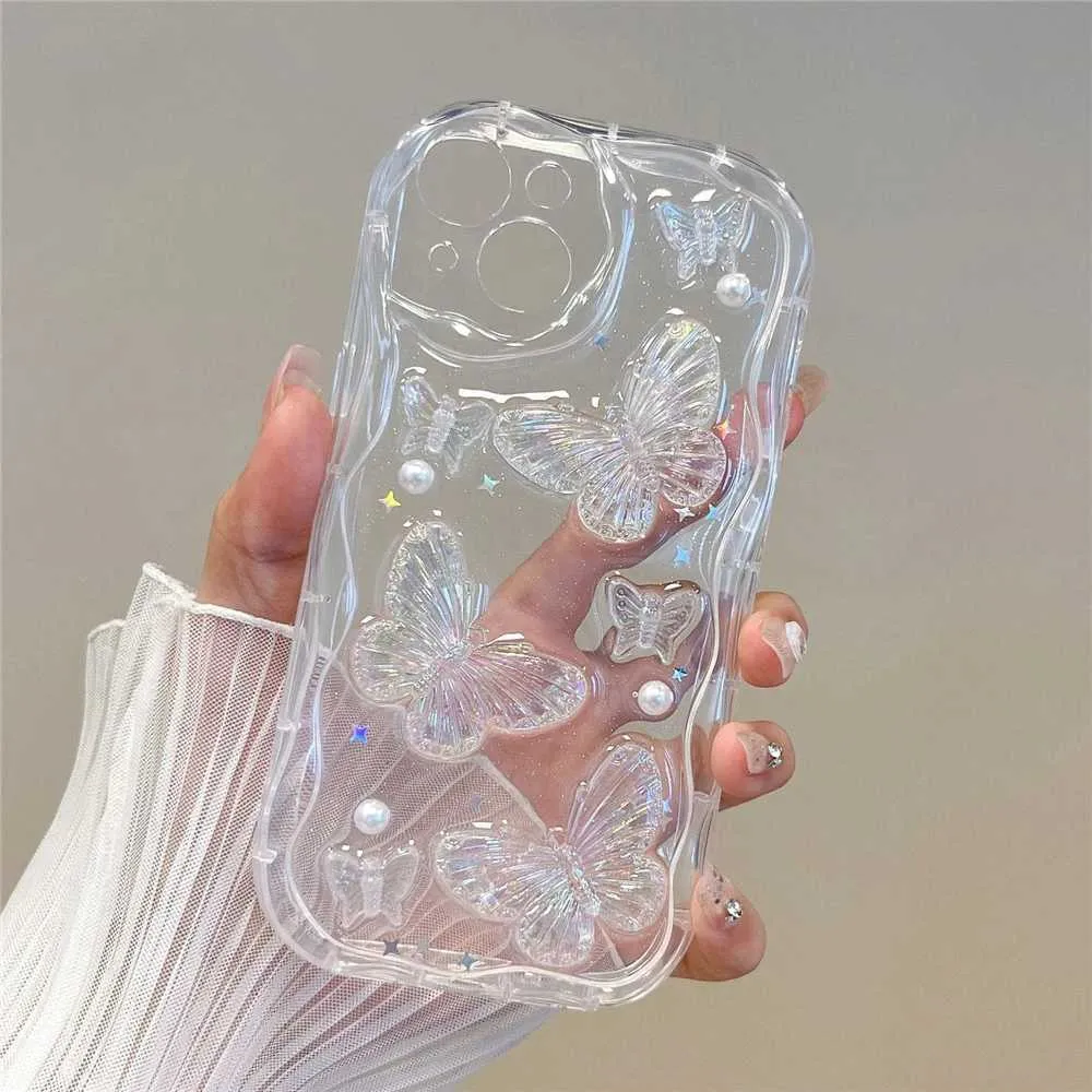 Casi di telefonia cellulare 3D Crystal Crystal Sparkling Case trasparente Adatto per iPhone 15 14 Plus 13 12 11 Pro Max XR XS XS Max Sparkling Star Cap J240426
