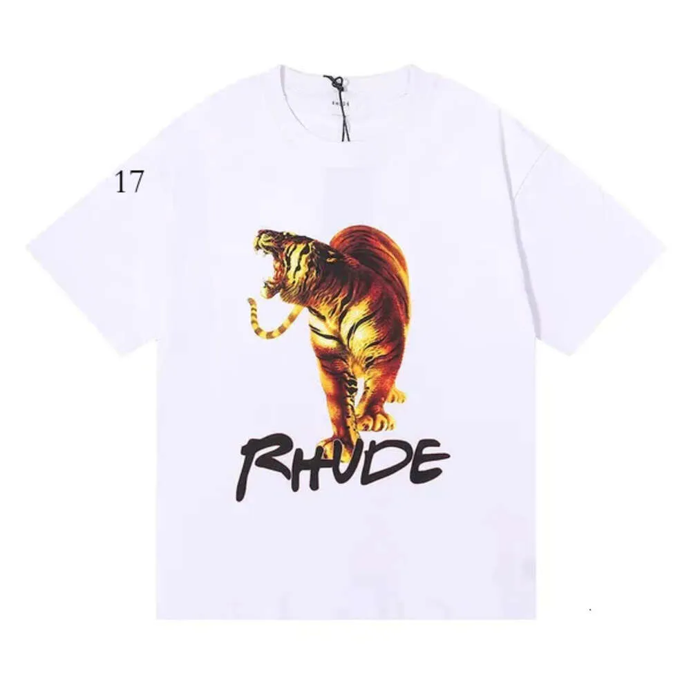 Rhude Mens T Shirt Wysokiej jakości projektant Tess Dasual Fashion Fashing Free Sleeve Europe America Mężczyźni Kobiety zaokrąglenia szyi rozmiar S-XXL 4124 3110