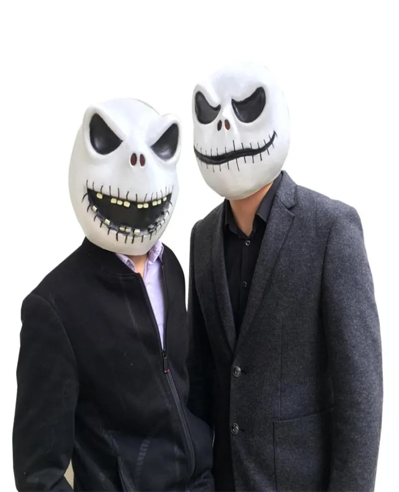 Koszmar przed świętami Bożego Narodzenia Jack Skellington Cosplay Mask Full Head Maski Lateksowe kreskówka karnawval Xmas Costume Props 200921927600