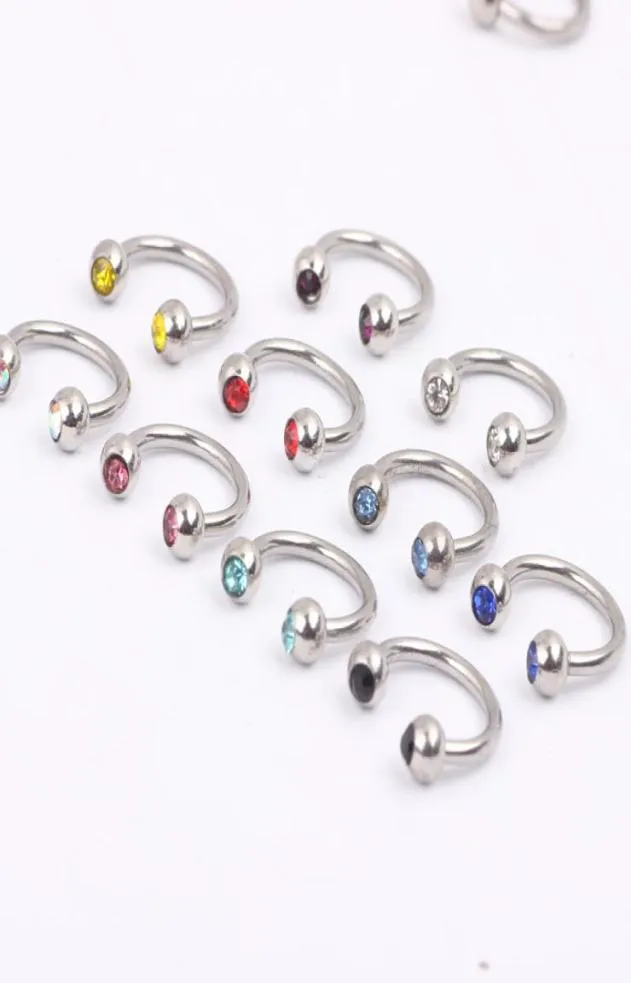 Ювелирные изделия из носа n05 100pcslot mix 8 цветов 16 г циркуляры подковы кольца бровь кольца.