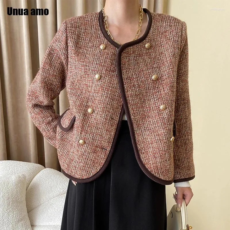 Women's Jackets Houndstooth Tweed Women Spring Autumn 2024 Trend Classic Onck Long manga Simple Elegant Wool Blend Coat