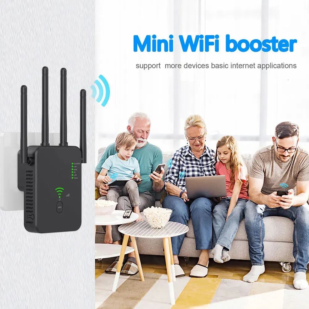 Wireless 5G WiFi Repeater 1200Ms Router Wifi Booster Dual Band Long Range Extender 5Ghz Signal Amplifier 240424_voghion.com