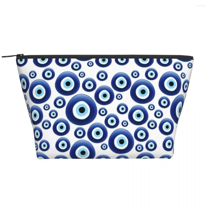 Cosmetic Bags Mediterranean Evil Eye Protection Toiletry Bag Lucky Amulet Hamsa Makeup Organizer Ladies Beauty Storage Dopp Kit Box