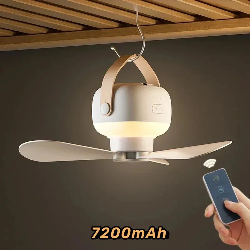 Mini Ceiling Fan Portable Camping Hanging Fans 7200mAh USB Rechargeable with LED Light and Remote Control Electric 240411