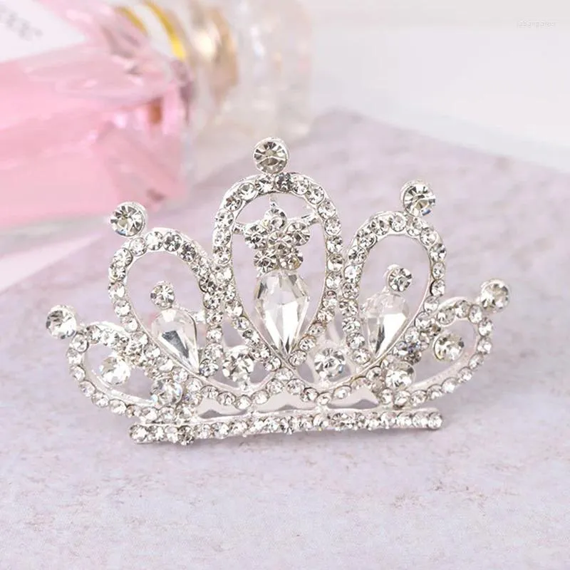 Hårklipp flickor kronor kamer mini lysande strass huvudbonad prinsessan krona ornament parti bröllop smycken tillbehör gåva