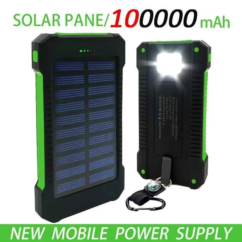 Zasilacze telefonu komórkowego 100000 mAh Przenośna bateria słoneczna zewnętrzna szybka wodoodporność Wodoodporna wyposażona w pakiet zasilający SOS odpowiedni dla iPhone'a 240424
