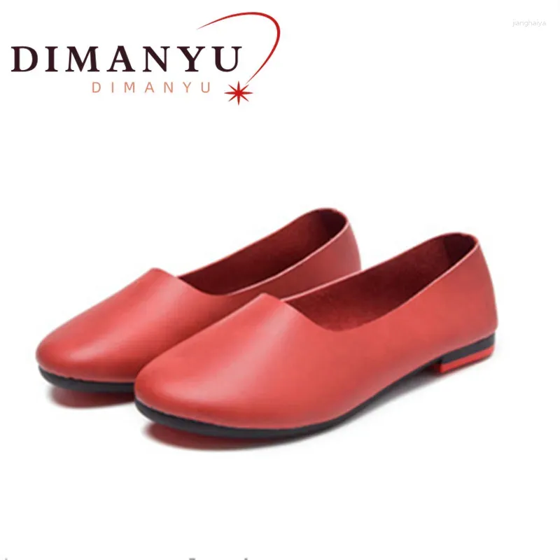 Casual Shoes DIMANYU Women Flats Spring Genuine Leather Ladies Large Size 41 42 43 Non-slip 2024 Slip-on Loafers