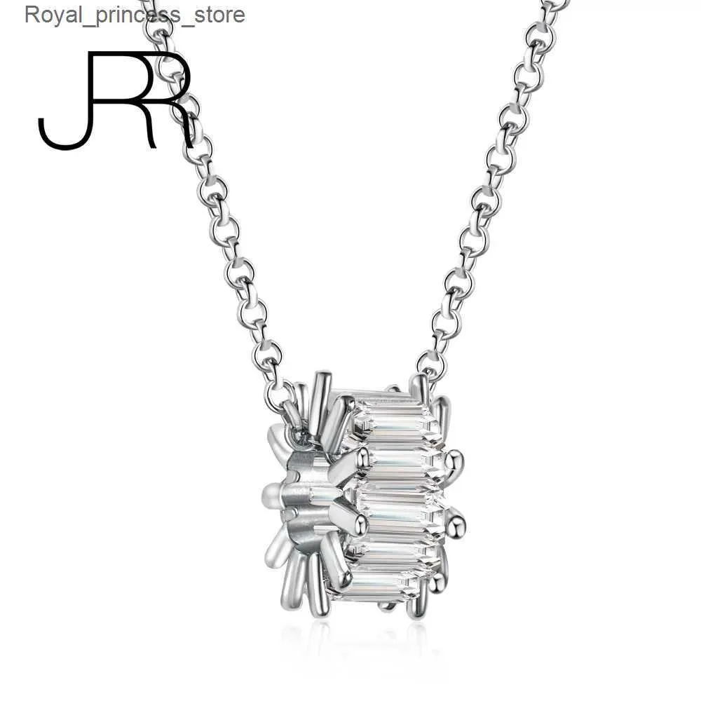 Hangende kettingen jrr% 925 puur zilveren hoge koolstof diamant wit goud vergulde ronde hanglank ketting hoge kwaliteit sieraden groothandel Q240426