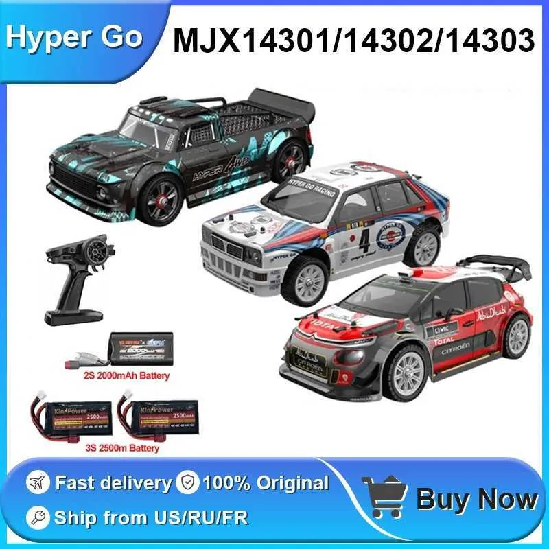 Electric/RC Car MJX 14301 14302 14303 Hyper Go RC Car 4Wd Off Road Racing 55 km/h 2.4g Alta velocidad Drift Control remoto sin escobillas Juguete para niños