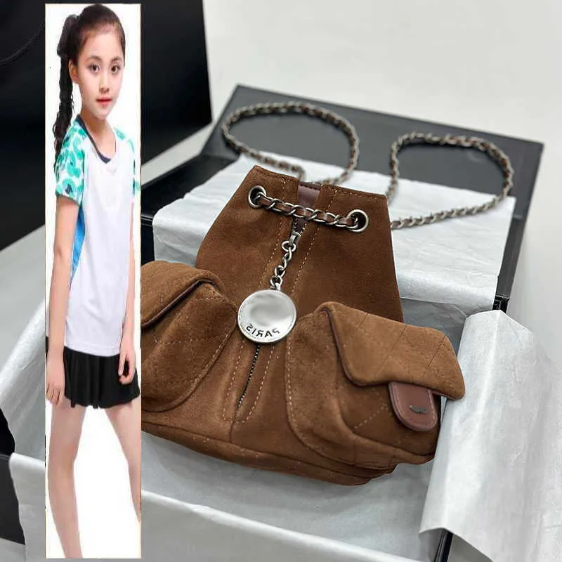 Kids Bags Stylish Women Backpack 17cm Leather Fur Diamond Check Silver Hardware Metal Buckle Luxury Handbag Coin Chain Drawstring MultiPocket Shoulder Bag Cute Pri