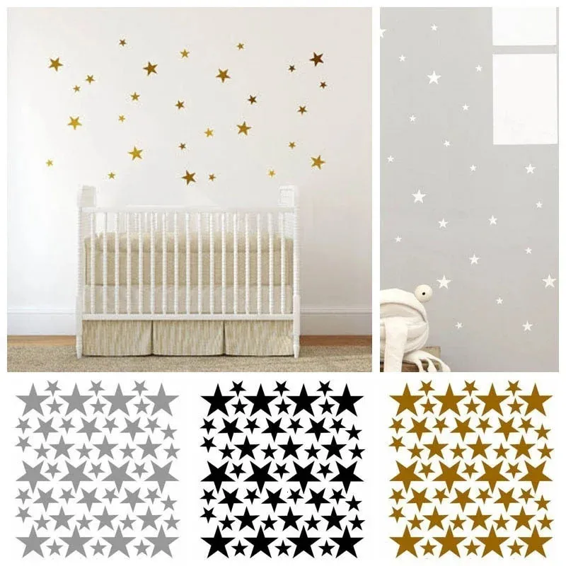 Adesivo de parede de forma fofo do pentágono decalques de berçário de berçário decoração de casa decoração criativa bela estrela Diy adesivos de vinil 240426