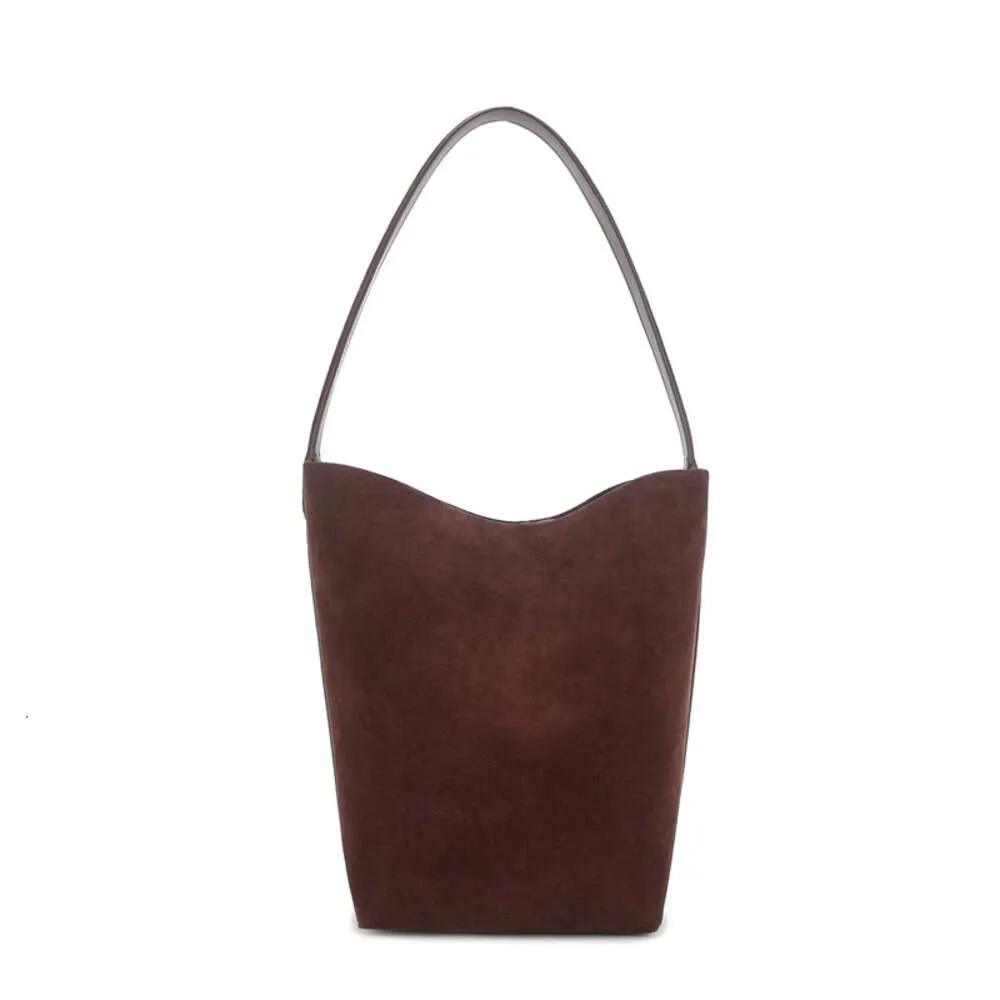 Suede the Row Tote Bag Reversed Suede High Capacity Suede Autumn/Winter Pendlare One Shoulder Bucket Bag Jupi