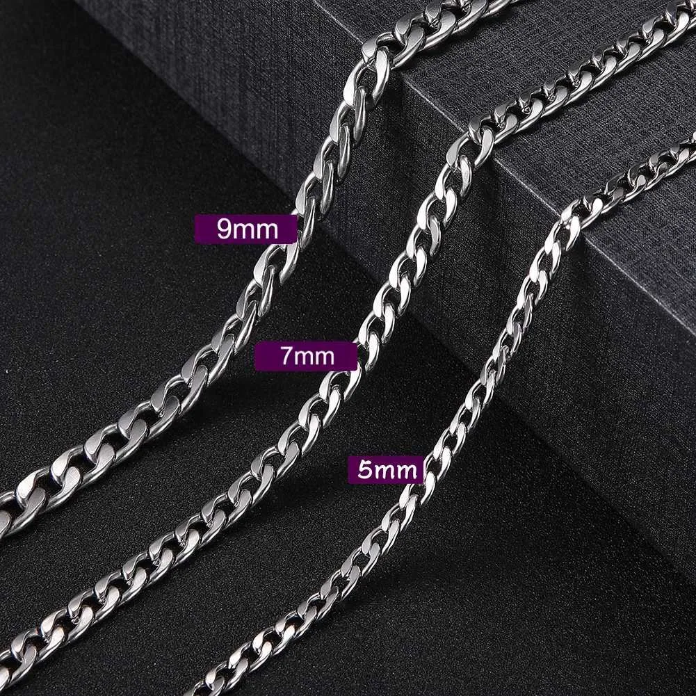 Strands Skyrim Basic Punk Stainless Steel Necklace Mens 60cm Long Rope Figaro Cuban Chain Pendant Jewelry Wholesale New 240424