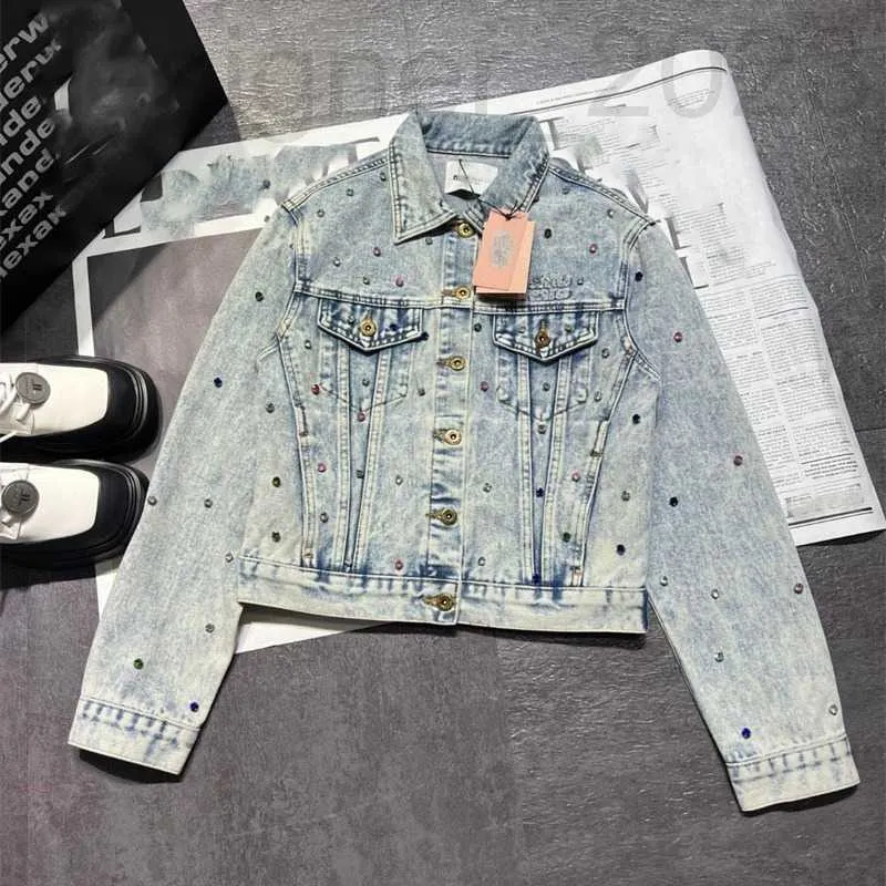 Women's Jackets Designer 24 Spring Colorful Diamonds Handmade Fixed Diamonds Nostalgic Jeans