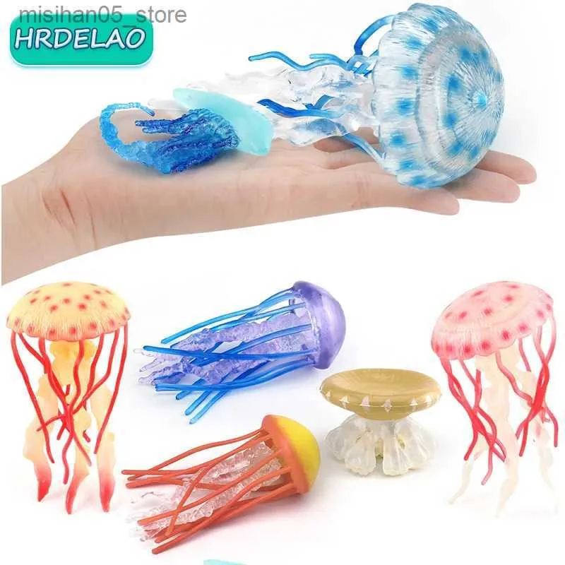 Sand Play Water Fun Baby Montessori simulation jellyfish fish and shrimp coral shrimp sea anemone animal models educational toys childrens action pictures Q240426