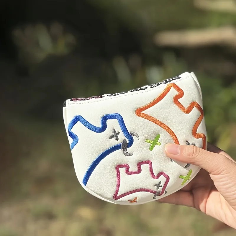 Köpek Deseni Yarım Yuvarlak Golf Headcover, Golf Mallet Putter kapakları kanca ve döngü bağlantı elemanı