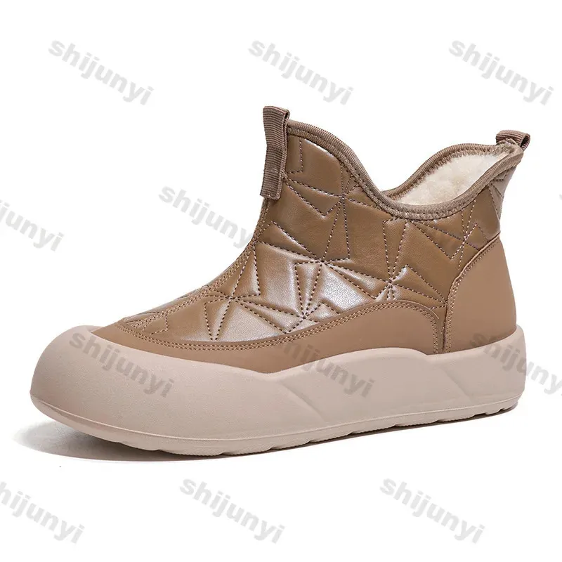 Winterse damesschoenen met platformzool, gemaakt van katoen, warm, pluche, comfortabel, geschikt voor in de sneeuw, casual, antislip, waterdicht, korte laarzen 241125_voghion.com