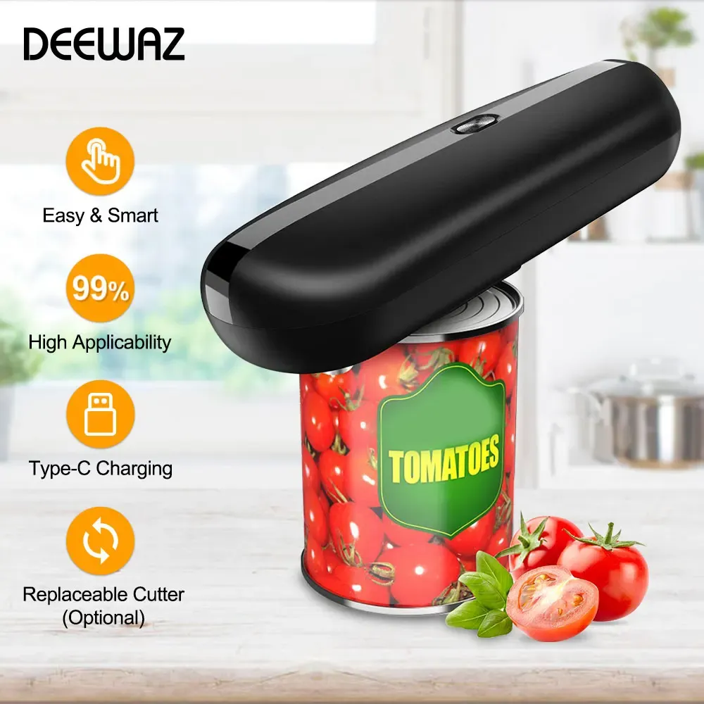Openers DEEWAZ Electric Can Opener Automatic Opening Tin Lid Tool Rechargeable for Canned Food