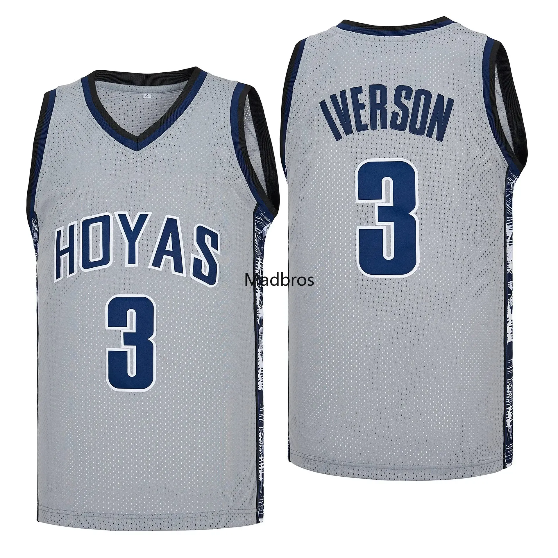 Basketball Allen Iverson Jersey 3 Georgetown Basketball Jersey Retro High School Mens Shirt tous cousus US SIZE SXXXL