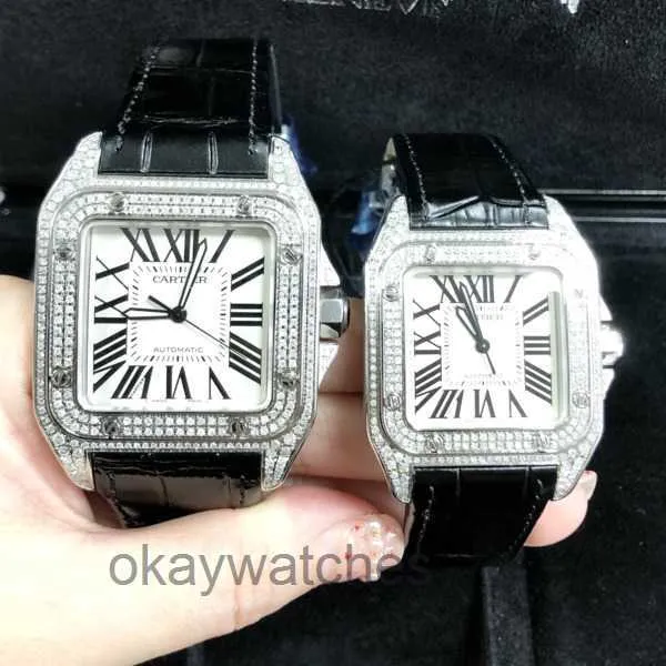 Cadran fonctionnant des montres automatiques Carter Couple Watch Shot un tour deux rondes Sandoz Mécanique Diamonds Mentins et femmes