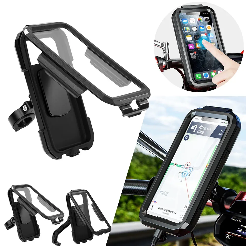 Stands Motorcycle Phone Holder Support Moto Bicycle Waterproof Case Handlebar Stand Case Mount Waterproof Scooter Motorbike Phone Bag