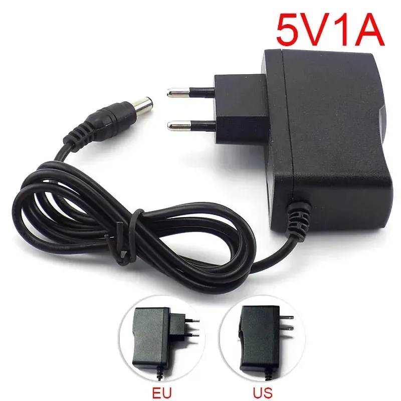 ANPWOO AC till DC Power Adapter levererar US EU Plug 100V - 240V Converter Adapter DC 5V 1A 1000MA för LED -strip CCTV -kamera