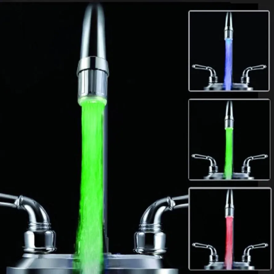 Bathroom Sink Faucets LED Water Faucet Light Intelligent Tap Colorful Glow Shower Head Kitchen Color Nozzle No Battery294R